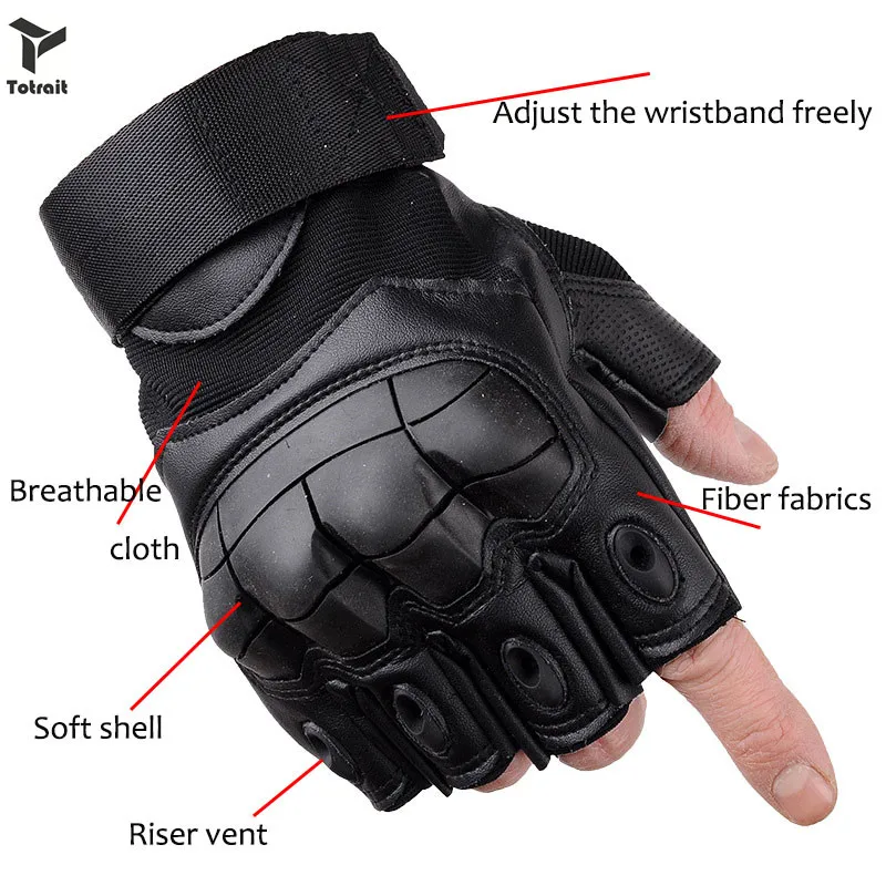 TOtrait Tactical Gloves Hunting Half Finger Hiking Gloves Soft shell Military Cycling Assault Combat Tactical Gloves 3 Colors