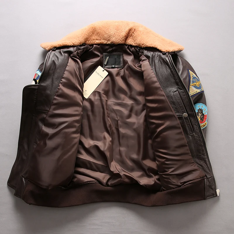 Мужская куртка пилот Tom Cruise Top Gun Air Force модная из 100% натуральной воловьей кожи с