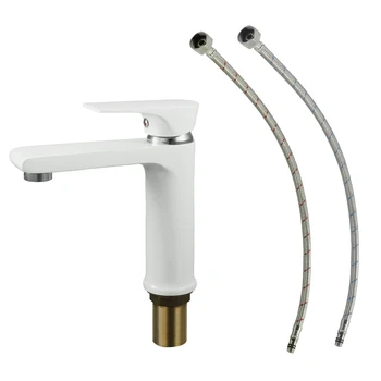 

European-style Basin faucet Single-hole Baking Paint kitchen faucet Single Linked Bathroom Faucets kitchen mixer White Water Tap