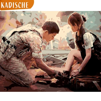 

KADISCHE Painting By Numbers Scenery DIY Oil Coloring By Numbers lovers character Canvas Paint Art Pictures Home Decor