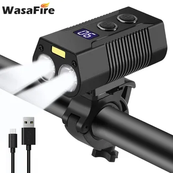

USB Bik Front Light 2*T6+1*COB LED Bicycle Headlight 9 Modes Safety Cycling Head Lamp Torch with Battery Power Indicator
