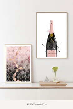 

Pink and Grey Gradient Cubes Champagne Art Canvas Poster Prints Home Wall Decor Painting Dropshipping