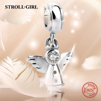 

StrollGirl 925 Sterling Silver Angelic Feathers Charm Angle pendnat beads Fit Pandora Bracelet for womom's day DIY Jewelry gift