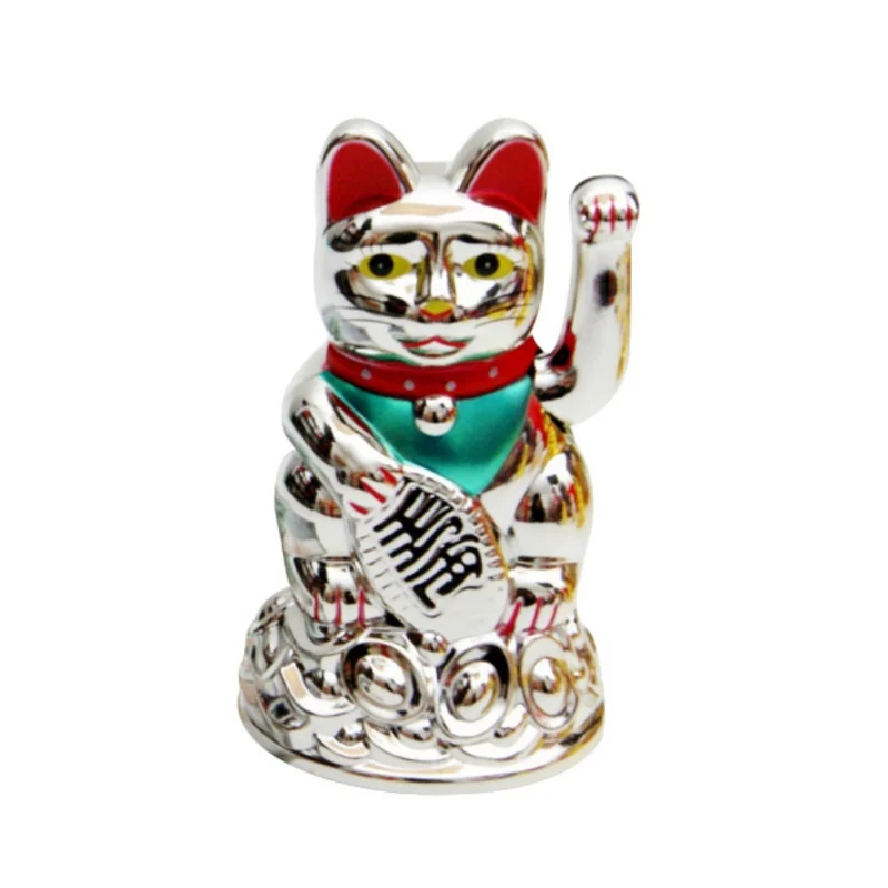 Электрический пластиковый Maneki Neko Lucky Cat Fortune Cat с развевающимся рычагом на батарейках для дома, офиса, ресторана, магазина