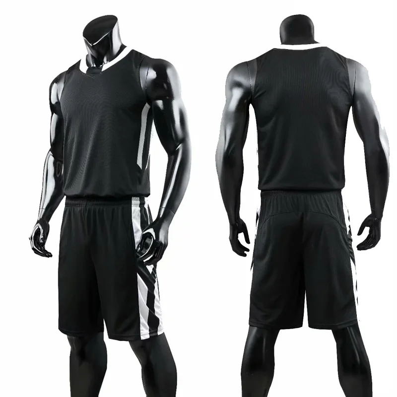 Nuovo-Basket-Maglie-Set-Degli-Uomini-di-Formazione-In-Bianco-Jersey-Set-Tasche-Tute-Traspirante-Adulto