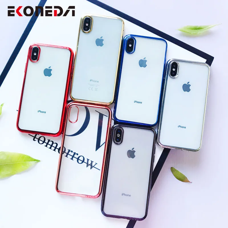 EKONEDA прозрачный гальванический чехол для iPhone XR 7 Чехол силиконовый X XS MAX 6 6S Plus 8 |