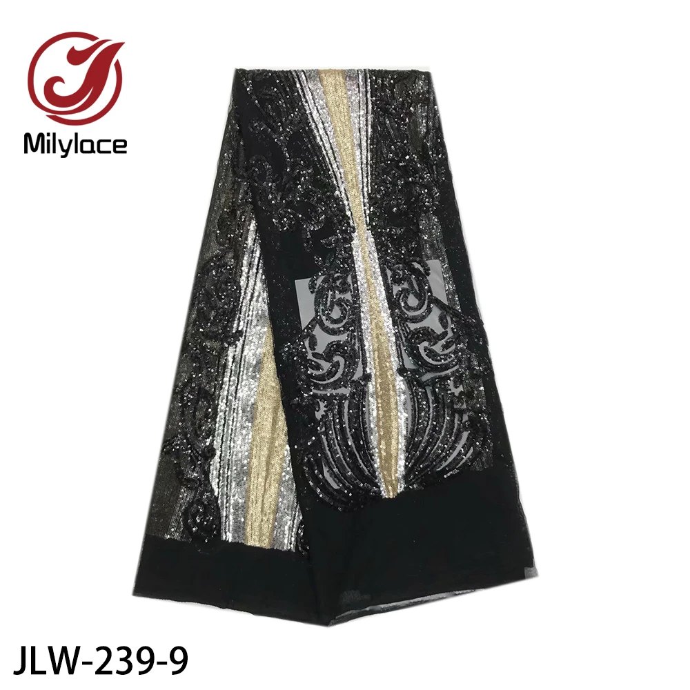 Milylace, модные французские кружевные ткани, 5 ярдов, смешанные цвета, Тюлевая кружевная ткань с блестками, блестящее Сетчатое кружево для вечерних платьев, JLW-239