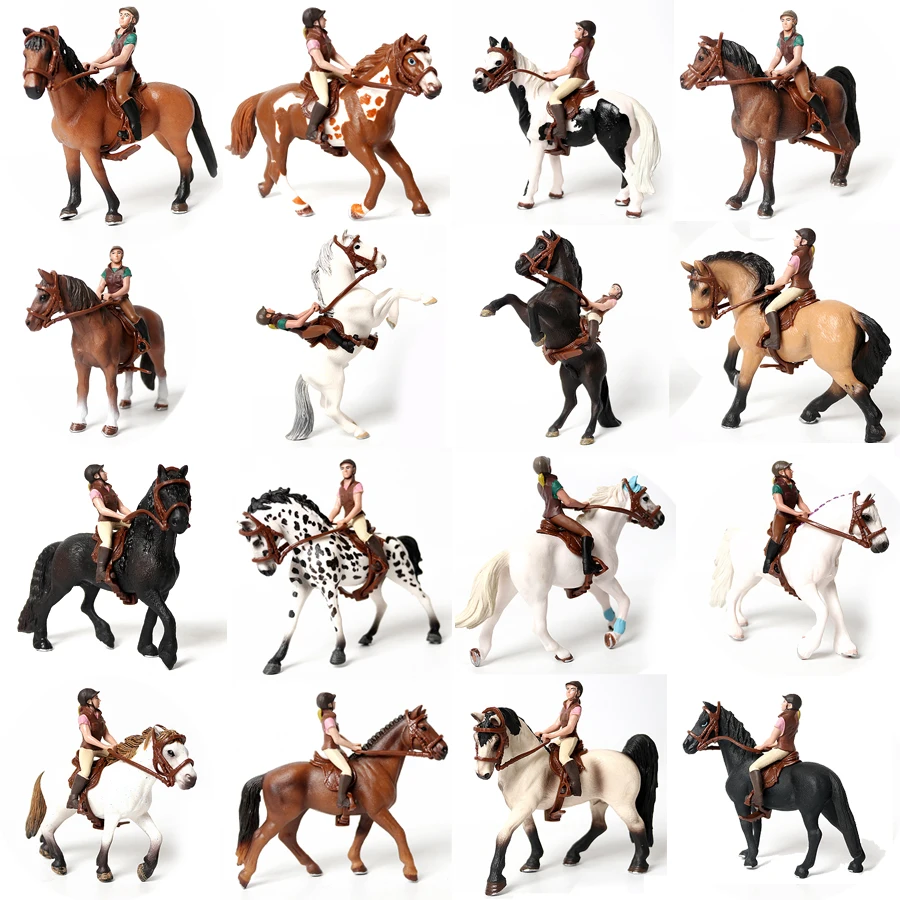 Figurine d'équitation réaliste avec cheval pour fille, modèle de cavalier  en plastique, jouet de jeu, décoration de gâteau, cadeau de Noël et  d'anniversaire pour enfant - AliExpress