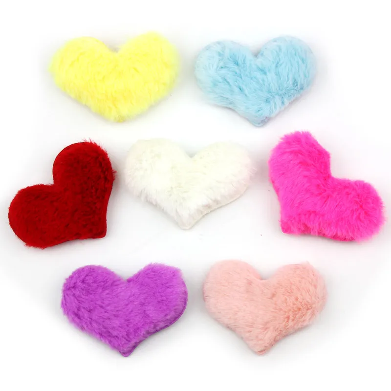 

14pcs Furry Felt Heart shape Padded Applique for Kids Headwear Decoration DIY hair Clip Craft Ornament Accessoires wholesale