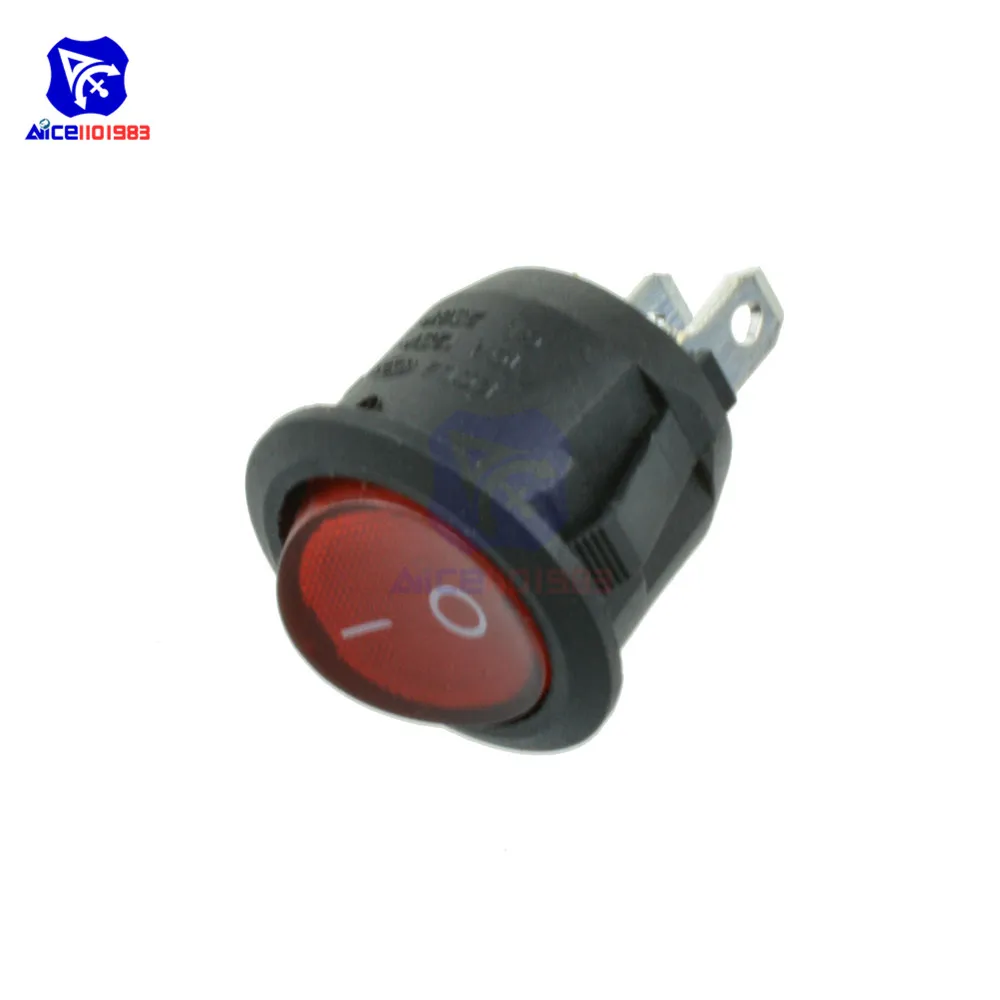 OFF Rocker Snap-in Switch 6A 250V 10A 125V 5Pcs Mini 3 Pin Round Green SPDT ON