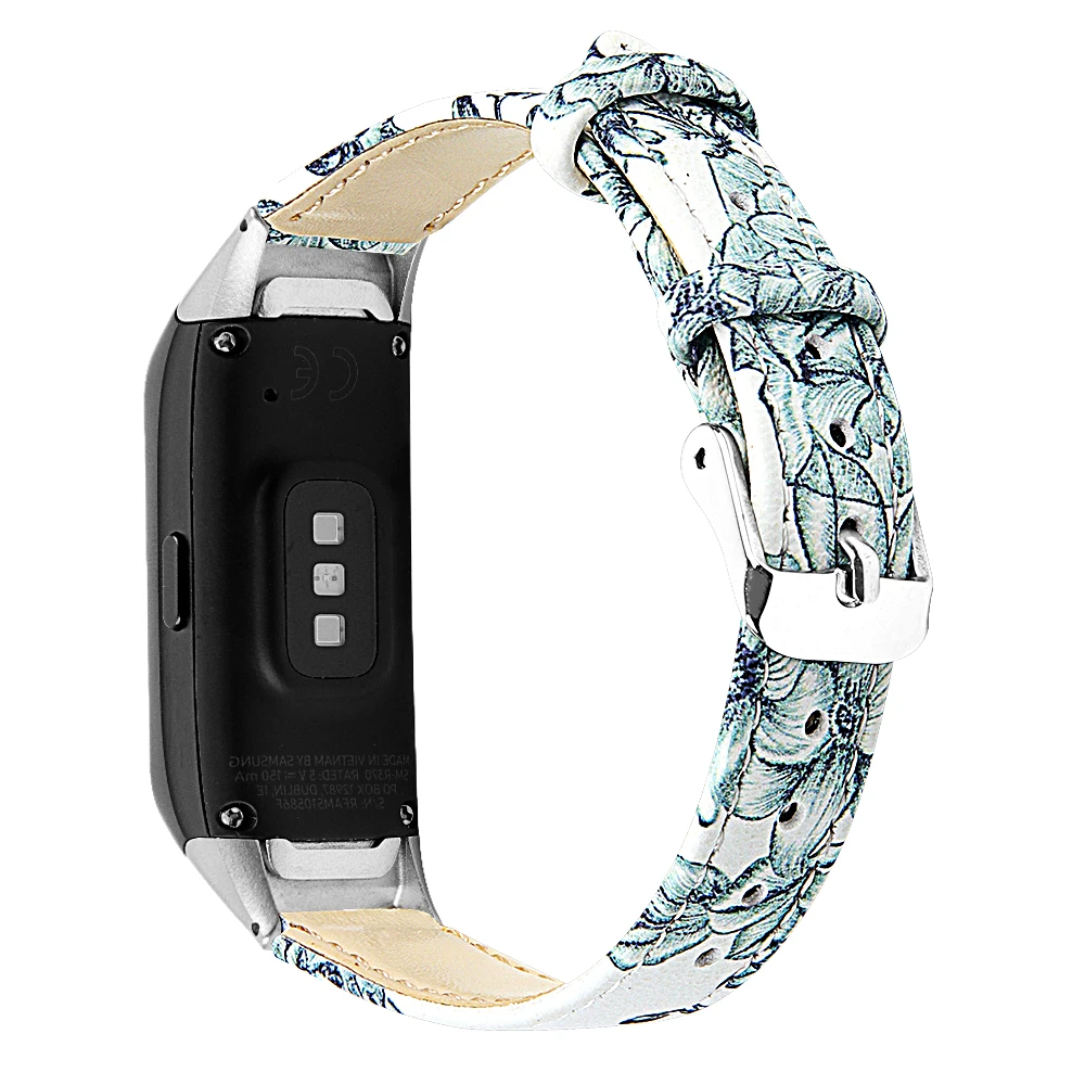 Для samsung Galaxy fit SM-R370 подлинный кожаный полосатый ремешок спортивный сменный браслет наручных часов Модный узор браслет ремень