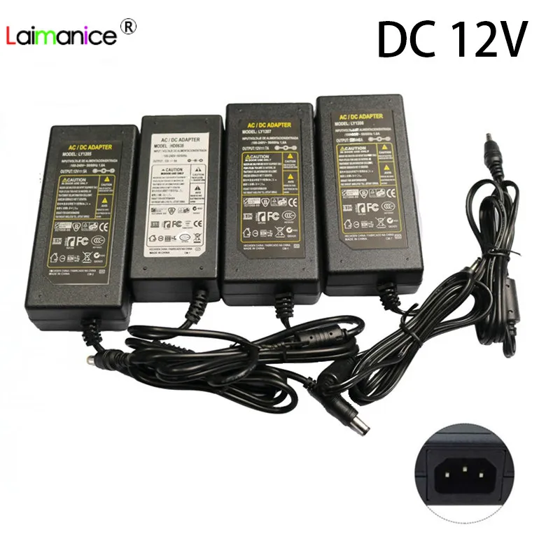 AC110-220V-DC 12 В 1A 2A 3A 5A 6A 8A 10A зарядное устройство для ЕС/США/Великобритании/Австралии переходник трансформатор для светодиодные ленты светильник