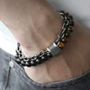 Trendsmax – Bracelet œil de tigre en acier inoxydable pour homme, bijou perlé en pierre naturelle, carte de lave, DB77 ► Photo 2/6