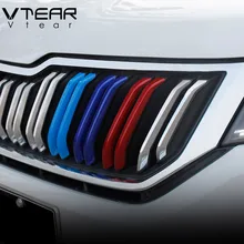 Vtear для Skoda Kodiaq внешний хромированный Стайлинг автомобиля передний бампер решетка отделка полосы украшения крышка аксессуары для автомобиля-Стайлинг