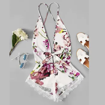 

Underwear Set Women Elegant Lingerie Sexy Lace Bra Satin Floral Bow Backless Bodysuit Teddy Lingerie Pajamas Sleepwear Brassiere