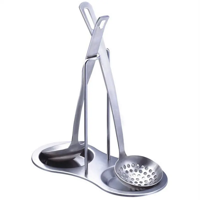 

Stainless Steel Pan Spoon Rack Stand Holder Stove Organizer Home Storage Soup Spoon Rest Shelf Kitchen Cooking Storage Organizer