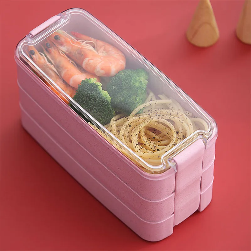 900 мл здоровый материал Ланч-бокс 3 слоя пшеничной соломы Bento коробки микроволновая посуда контейнер для хранения продуктов Ланчбокс