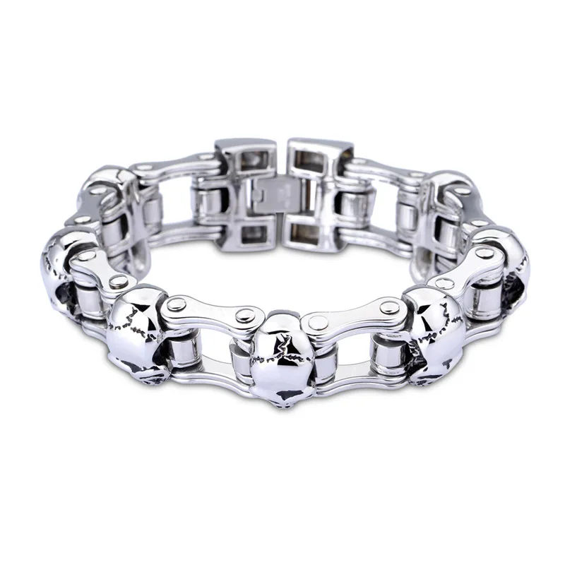 

Creative Personality Bicycle Bracelet Men's Stainless Steel Skull Bracelets Hip Hop Punk Men Fashion Bangle Jewelry Gift