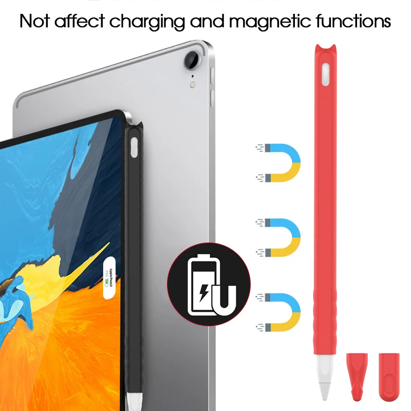 1 шт. нескользящий Мягкий силиконовый чехол для Apple Pencil 2, совместимый с iPad Tablet ручка-стилус, защитный чехол