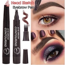 5 cores 3d microblading sobrancelha tatuagem caneta 4 dicas garfo líquido sobrancelha lápis à prova dwaterproof água duradoura maquiagem dos olhos novo tslm1