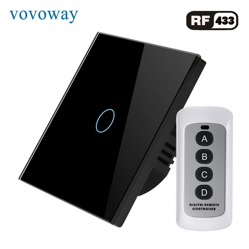RF-D Black Vovoway ЕС сенсорный выключатель, светильник, RF беспроводной пульт дистанционного управления, 1 \ 2 \ 3 банды AC110V 220 V, настенный пост сенсорная установка - Цвет: RF-D Black