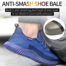 Защитная обувь со стальным носком в промышленном и строительном стиле, устойчивая к прокалыванию, Мужская и Женская рабочая обувь с дышащей сеткой, уличная защитная обувь