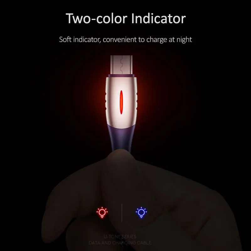 USAMS Micro USB кабель Smart Power off 3 0 LED QC быстрое зарядное устройство для Android Xiaomi Huawei Microusb