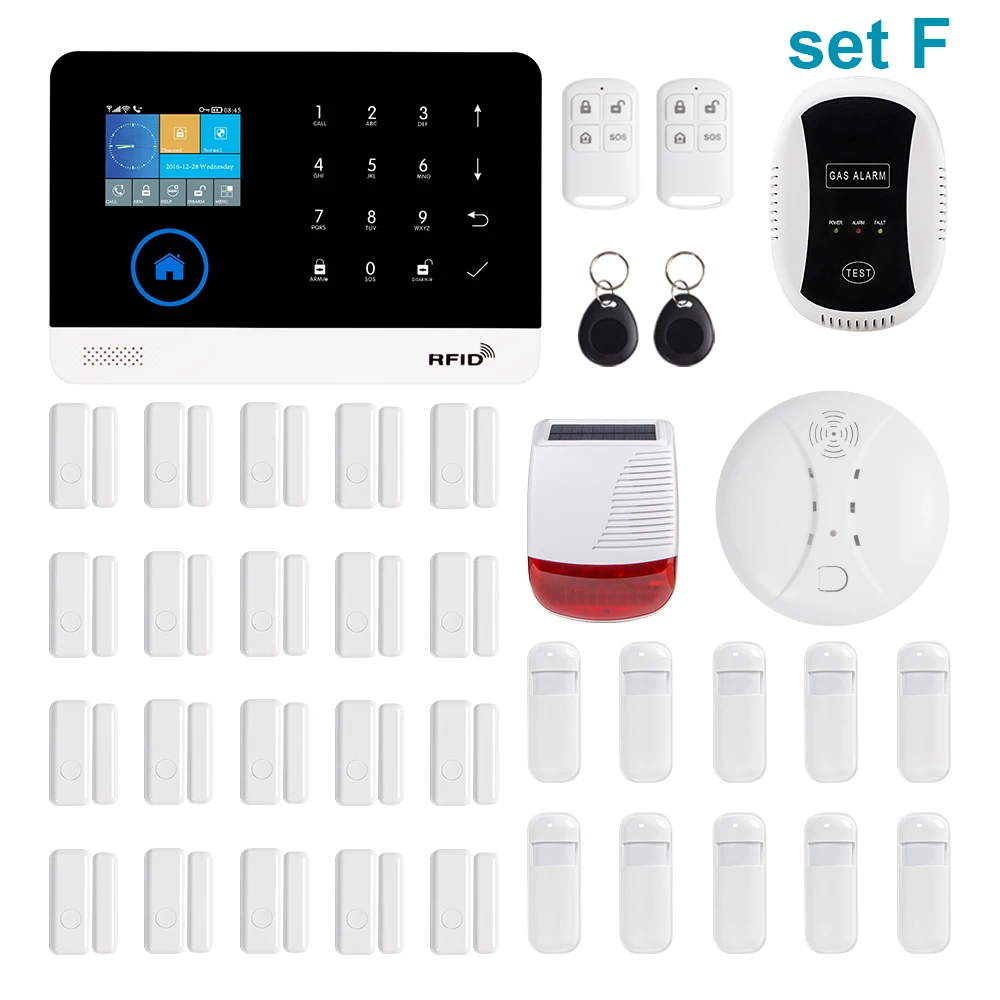 Awaywar беспроводная wifi GSM RFID TFT система охранной сигнализации комплект приложение дистанционное управление охранная сенсорная клавиатура умный дом - Цвет: Set F