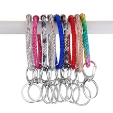 1 pc colorido strass pulseira chaveiro unissex charme bangle chaveiro wristlet hoop pendurado chaveiro moda acessórios