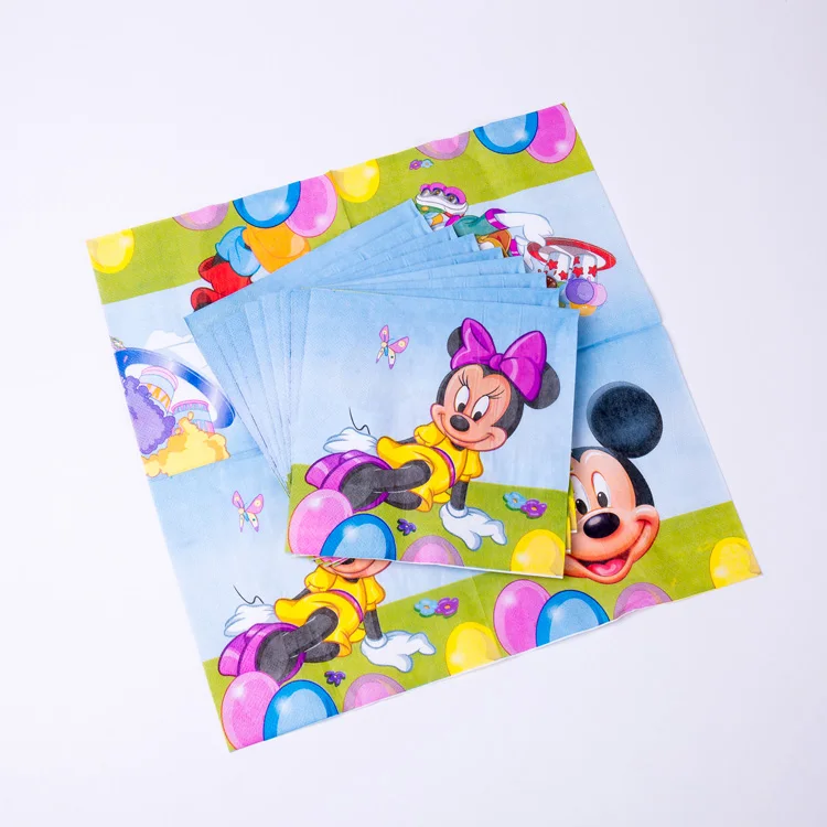 miqi-napkins-10pcs Красные вечерние украшения с Микки Маусом для вечеринки в честь Дня Рождения, одноразовые вечерние принадлежности, декор для торта с Микки и Минни - Цвет: miqi-napkins-10pcs