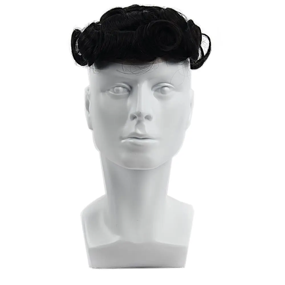 Мужской парик MW Swiss Lace Toupee Remy человеческие волосы натуральные черные 6 дюймов 150%