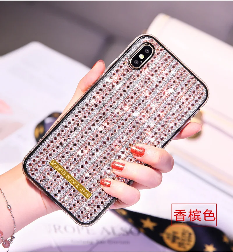 Блестящий чехол со стразами для телефона iPhone 5 6 7 8 6S Plus XR X XS 11 Pro Max блестящий