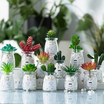 

Artificial Bonsai Green Plants with Pot Simulation Succulents Mini Bonsai Potted Desktop Placed Fake Plant Home Table Decoration