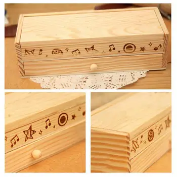 

1pc Creative Multifunction Wooden Pencil Case Double Desk Storage Stationery Schreibwaren Supplies Layer Cosmetic Storage B E7F6
