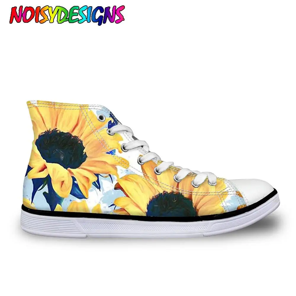 

NOISYDESIGNS Women's Shoes Casual Shoes Sunflower Print High Top Sneakers Woman Vulcanize Shoes Teen Boys Zapatos Hombre