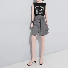 Юбки, ограниченное количество, юбки женские Faldas Mujer,, несимметричные бретели, высокая талия, юбка, однотонная, в английском стиле, Империя, хлопок