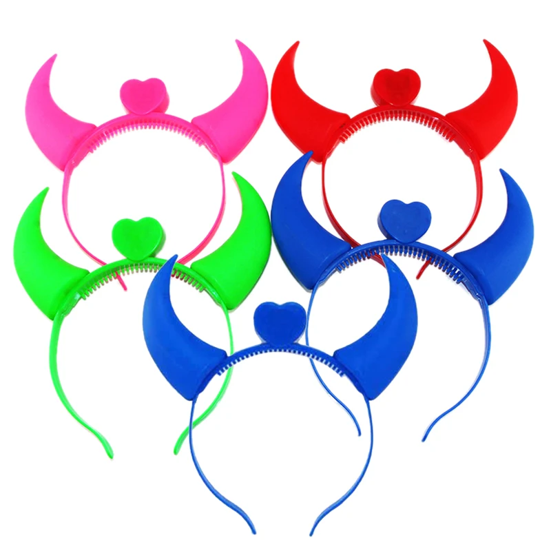 5 Pieces Of Luminous Stereo Devil'S Horns Ear Clips Women'S Headband Lights Halloween Party Hair Band |