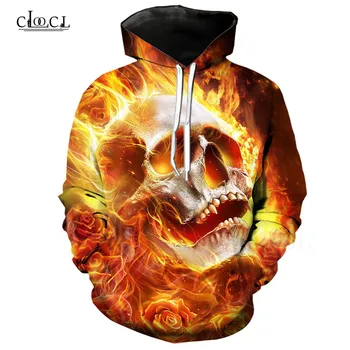 

Autumn Flame Skull Hoodie Sweatshirt Men Hoddies 3D Print Horror Fire Skull Hip Hop Streetwear Fashion Hooded Sportswear Hoodies
