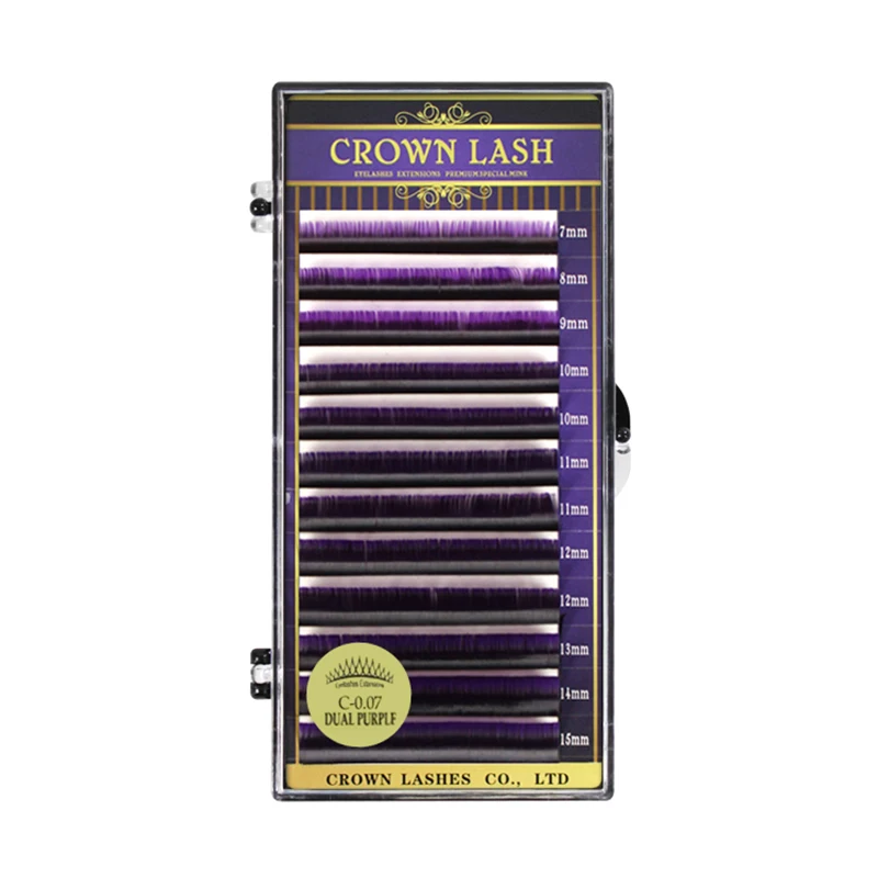CrownLash 2 тона цвет Омбре фиолетовый C D DD 0.07 7 15 мм двухцветное фиолетовое