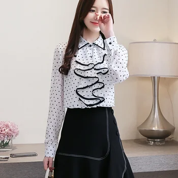 

2020 Autumn New Style Air Shirt Ladies Blouse Design Sense Small Wave Chiffon