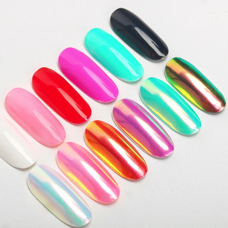 1box Super Fine Chameleon Neon Shell Powder Nail Glitter Mirror Iridescent Nail Glitters Chrome Art Pigment Powder