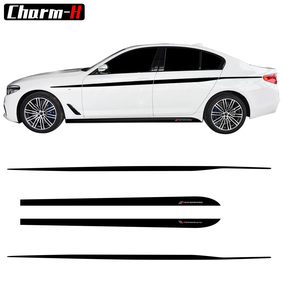 Set for M Performance Side Skirt Stickers Waist Line Side Stripe Decals for BMW 5 Series G30- Car Styling Accessories