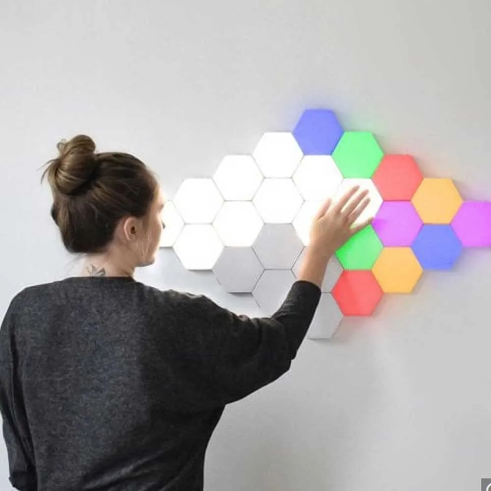 

5-10 pieces of home smart colorful RGB LED lights geometric touch wall lamp DIY wall lamp touch switch quantum lamp LED hex light modular creative decorative wall lamp touch lamp quantum creative decorative wall lamp