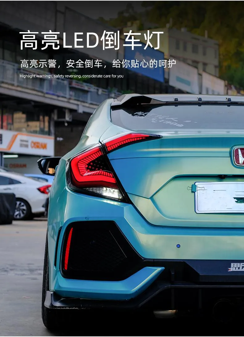 Автомобильный стильный светодиодный задний светильник s для Honda Civic 10G светодиодный задний светильник+ задний тормозной светильник+ сигнал+ задний светильник