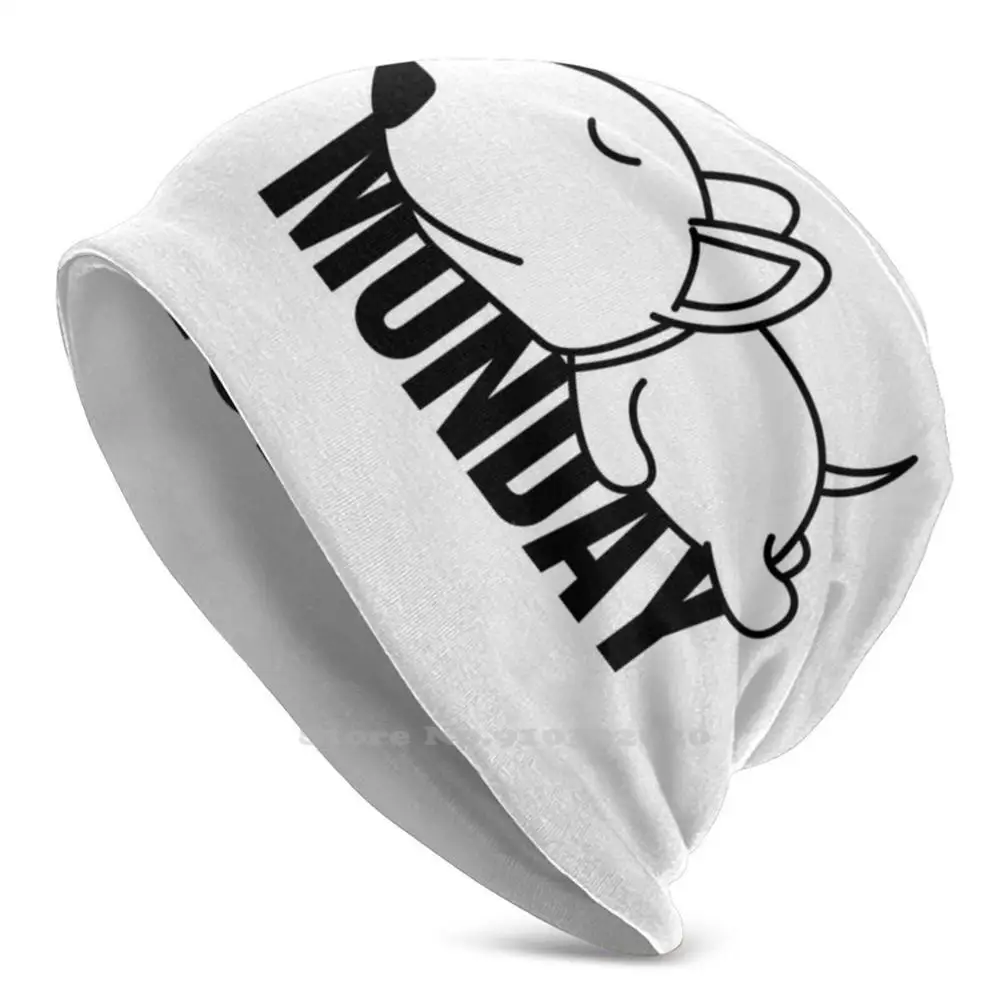 Monday Blue Sleepy Bull Terrier Berretto Lavorato A Maglia Sottile Unisex 3D Cappelli Fai Da Te Bull Terrier Bull Terrier Lover Miniature Bull Terrier