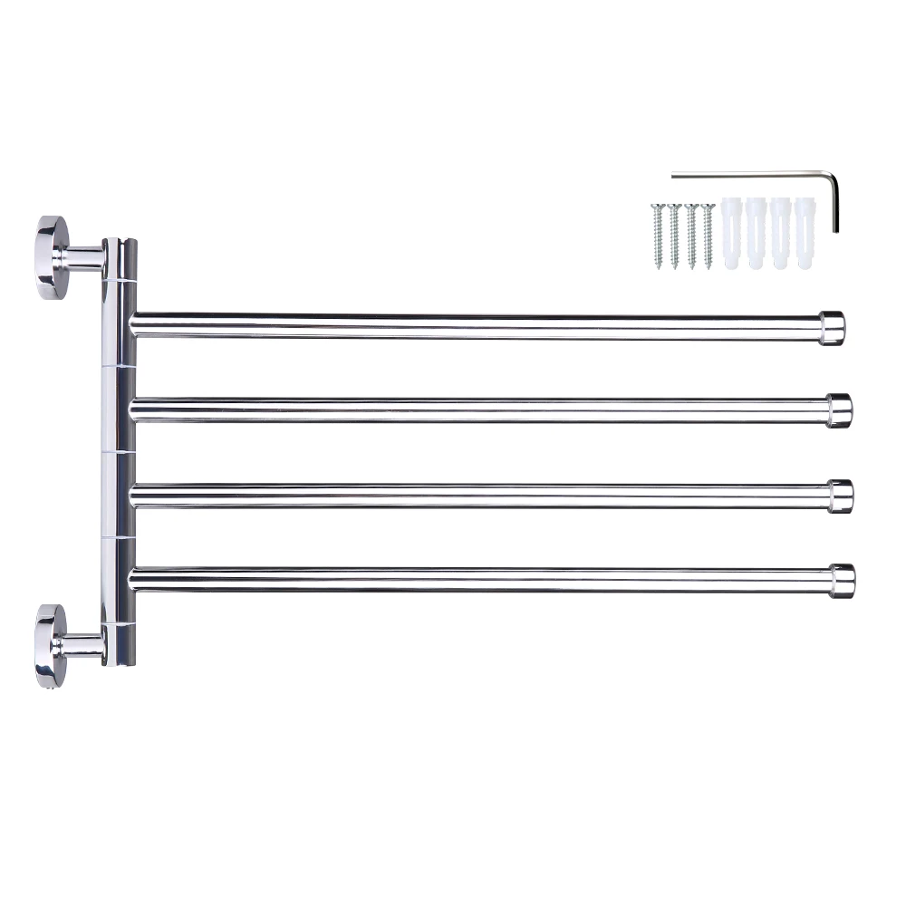 New Wall-Mounted Towel Rack Stainless Steel Swivel Bar Multifunctional Bath Holder for Bathroom Home Hotel Tool | Дом и сад