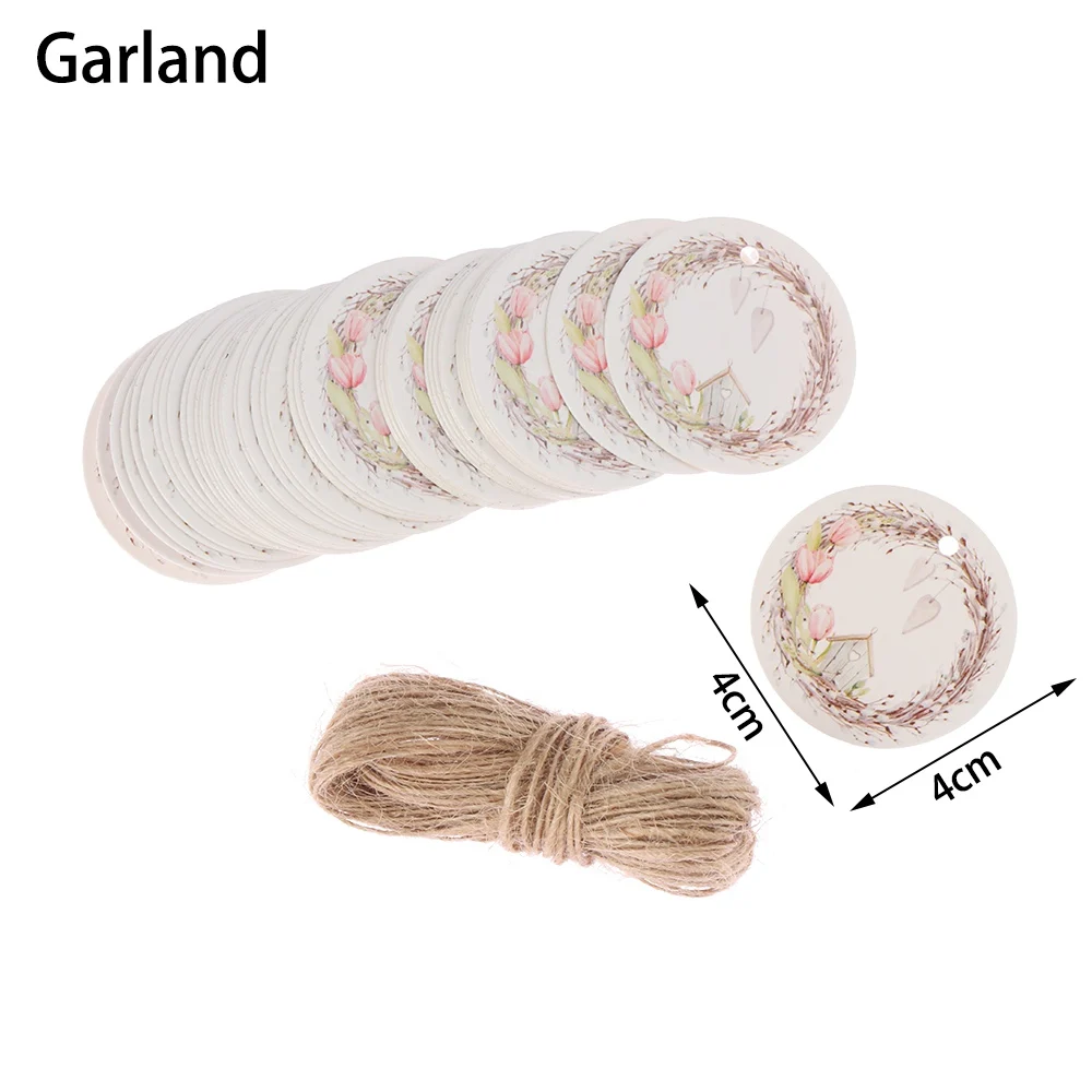 Garland 50 шт крафт-бумаги, бирки на Рождество, День Святого Валентина, этикетки для упаковки подарков, этикетки с рисунком сердца, Рождественские декоративные изделия для праздника - Цвет: Garland