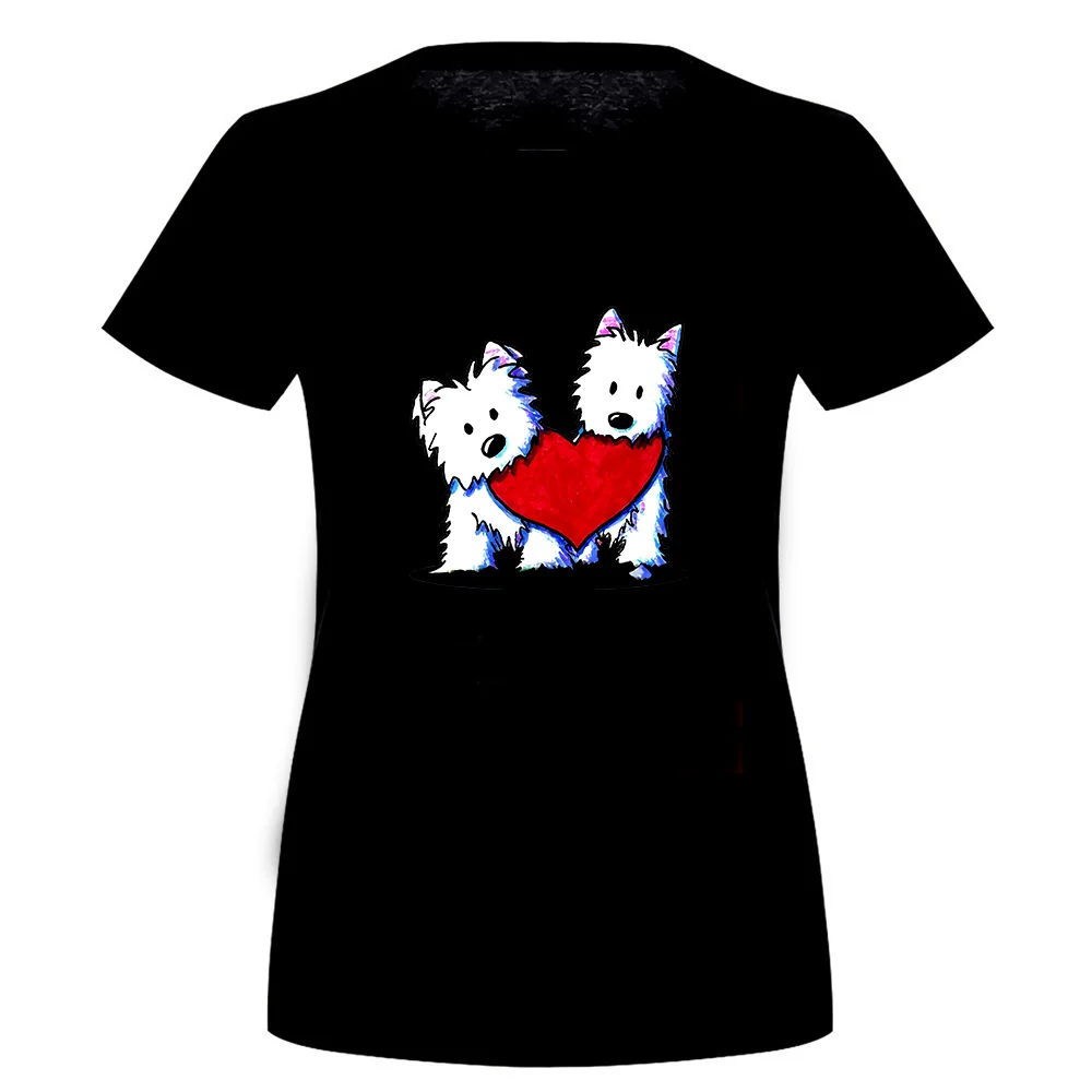 women black Футболка с надписью «Inktastic This Girl Loves Her Westie», домашние животные, Западный Хайленд, белый терьер, одежда для улицы, футболка - Цвет: women black