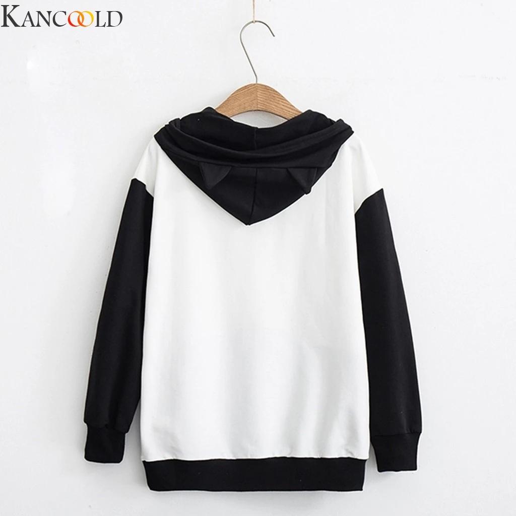 KANCOOLD толстовка, распродажа, товары, толстовки для женщин, kawaii, повседневная, длинный рукав, Китти, кот, принт, карман, Тонкая блузка, топ, рубашка