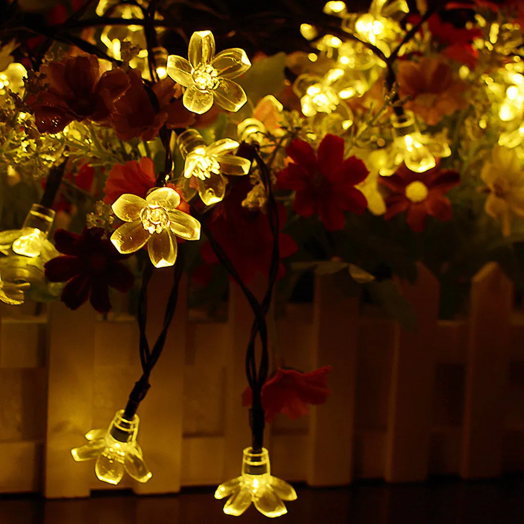 Solar 50 LEDS 7M Peach Flower Solar Lamp Power LED String Fairy Lights Solar Garlands Garden Christmas Decor For Outdoor